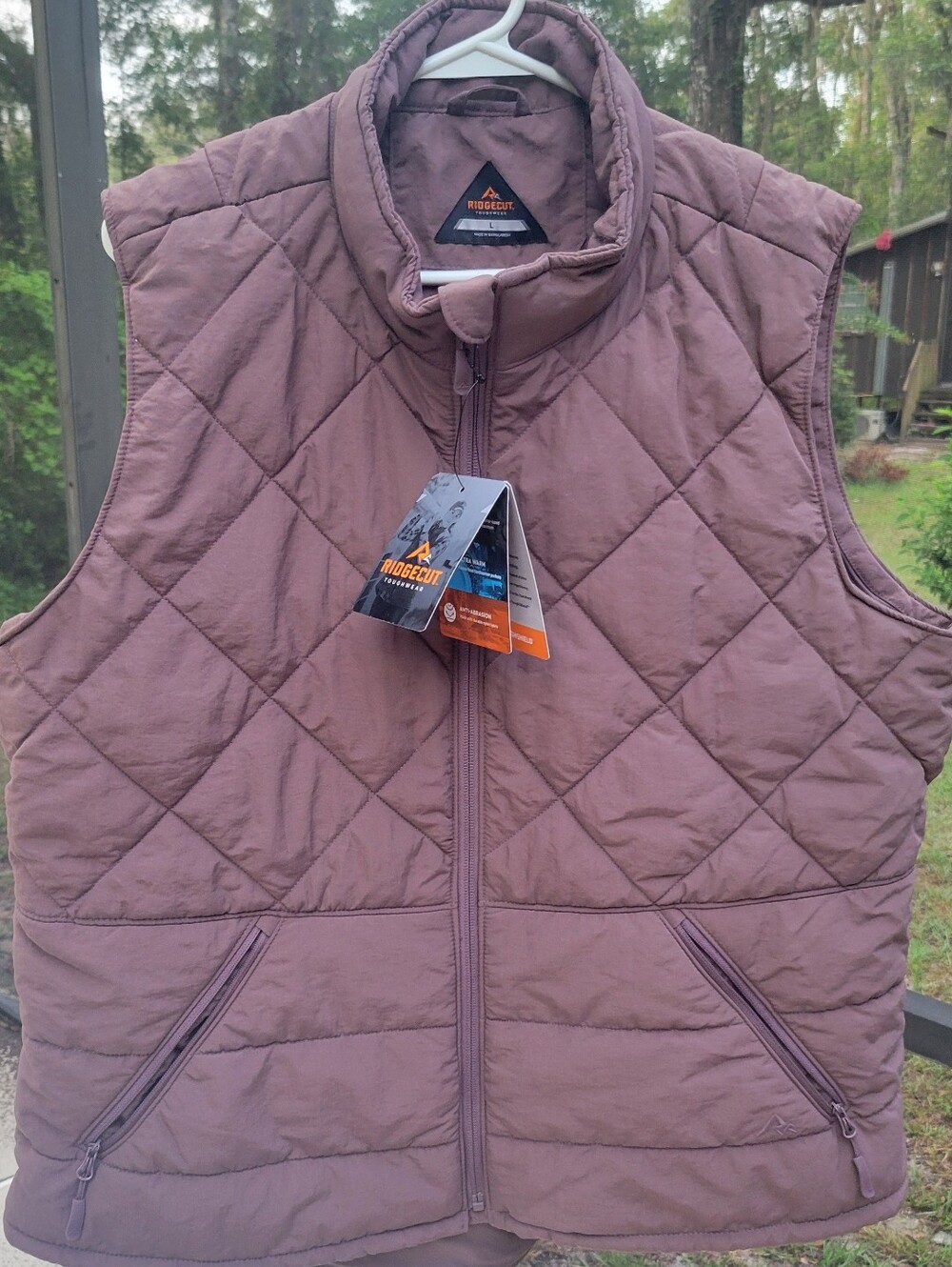 Ridgecut Toughwear Women's Large Brown Quilted Zip Vest NWT ToughShield
